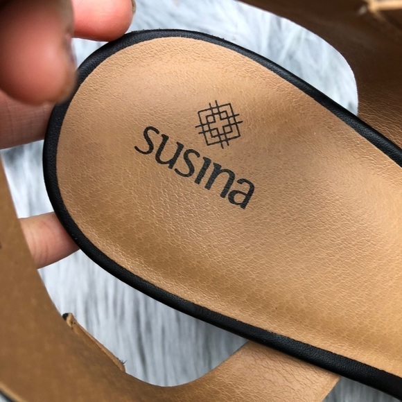 New Susina Terra Black Leather Wedge Sandal - Picture 6 of 9